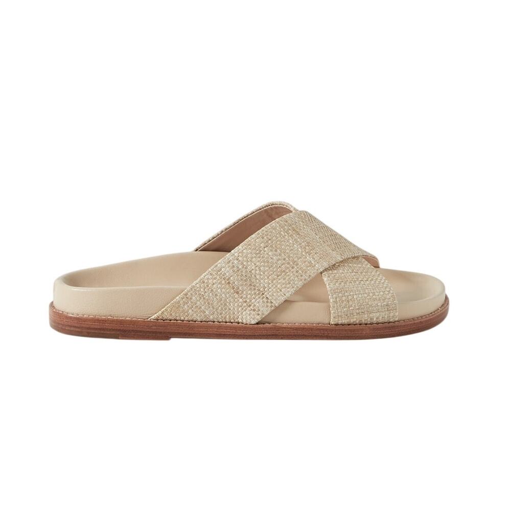 Porte & Paire Woven Beige Crisscross Slides Size 39 EU / 9 US